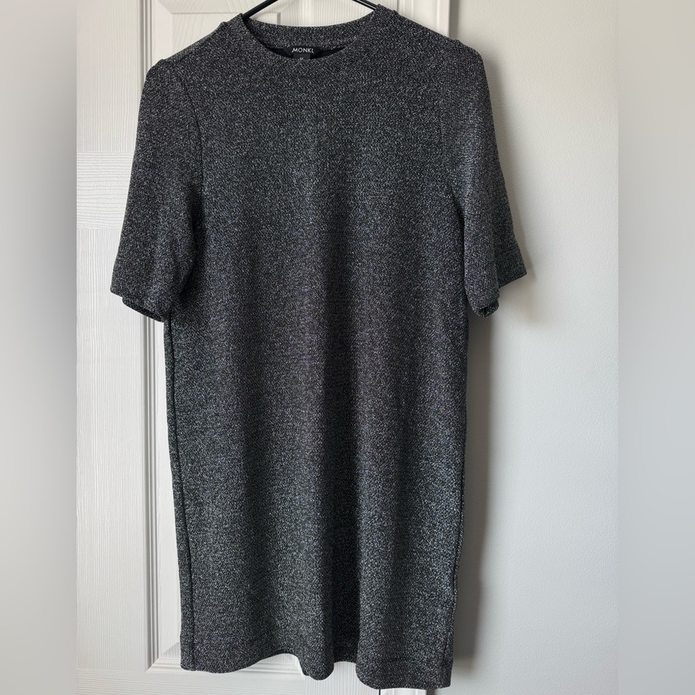 Monki Brand Silver & Black Mini Shirt Dress